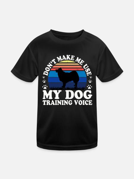 Icelandic Sheepdog Dog Silhouette Retro Sunset - Kids Functional T-Shirt - black - Front