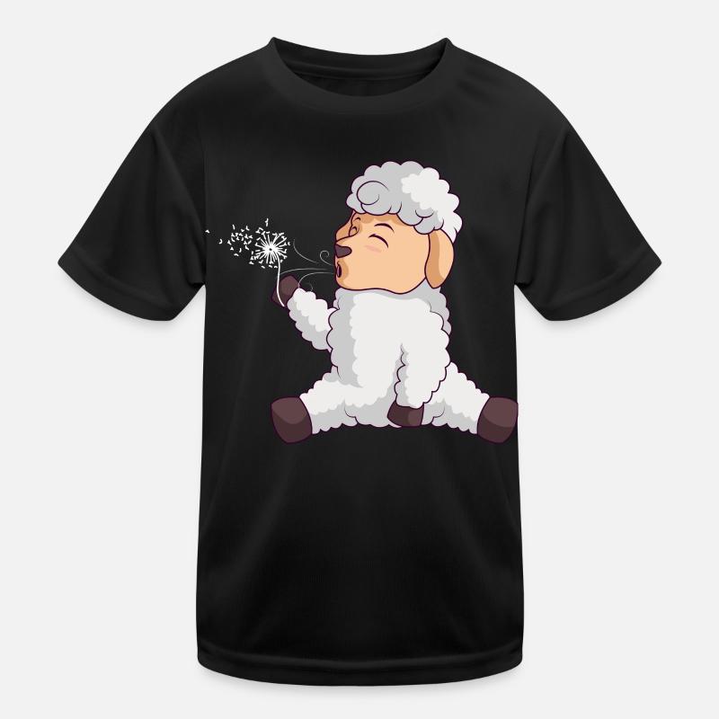 Cute sheep blows dandelion sheep Kids Functional T-Shirt