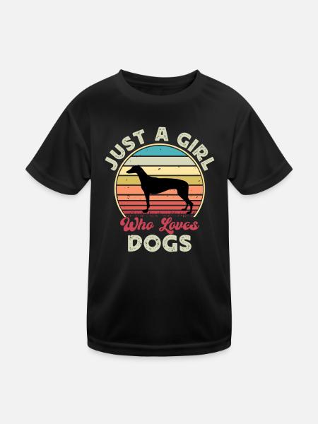 Grey Hound Hund Lover Silhouette Vintage Sunset - Kinder Funktions-T-Shirt - Schwarz - Vorne