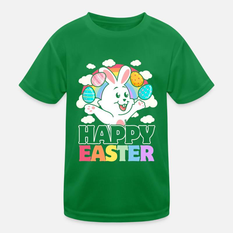 Happy Easter - Oeufs de Pâques lapin blanc T-shirt sport Enfant