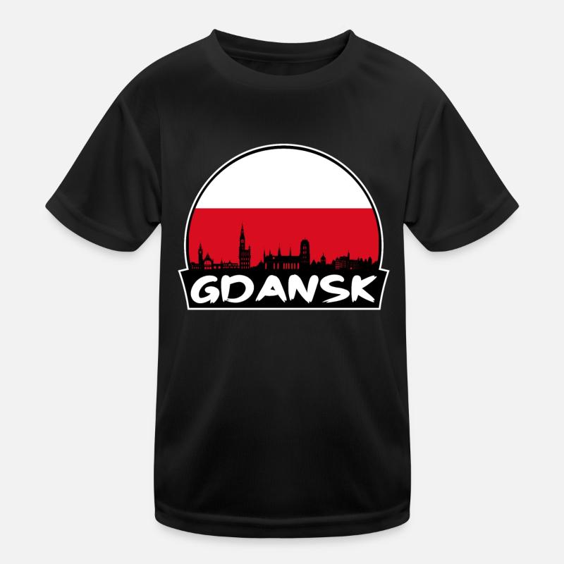 Danzig Polen Flagge Skyline Silhouette Reiseabzeichen Kinder Funktions-T-Shirt
