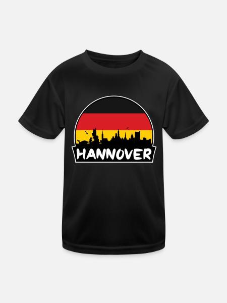 Hannover Deutschland Flagge Skyline Silhouette Reisen - Kinder Funktions-T-Shirt - Schwarz - Vorne