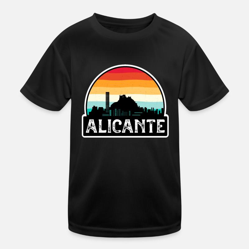 Alicante Spanien Flagge Skyline Reisesouvenir Kinder Funktions-T-Shirt
