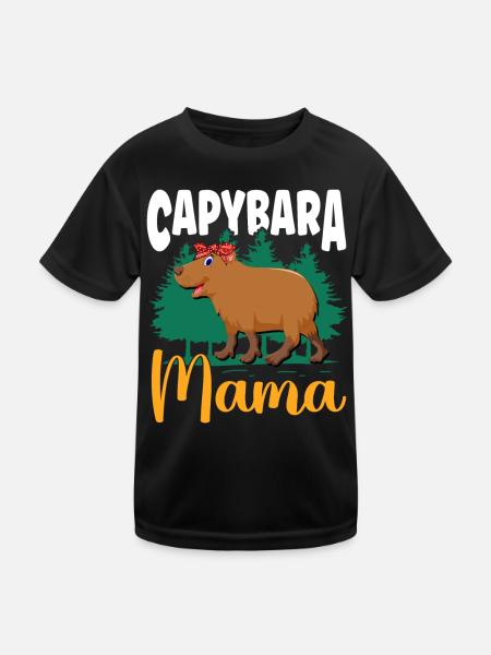 Capybara Mama Rodent Wildlife Capybaras - Kinder Funktions-T-Shirt - Schwarz - Vorne