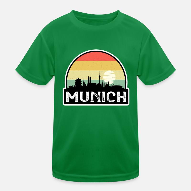 Munich Germany Flag Skyline Travel Souvenir Kids Functional T-Shirt