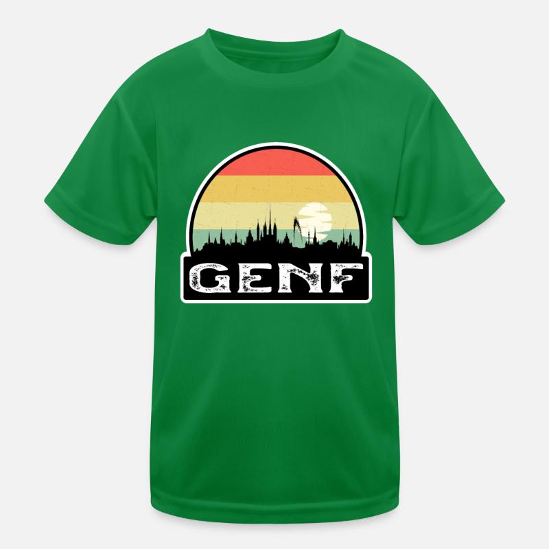 Genf Schweiz Flagge Skyline Reisesouvenir Kinder Funktions-T-Shirt