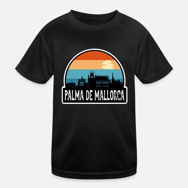 Palma de Mallorca Spanien Flagge Skyline Travel Souven Kinder Funktions-T-Shirt