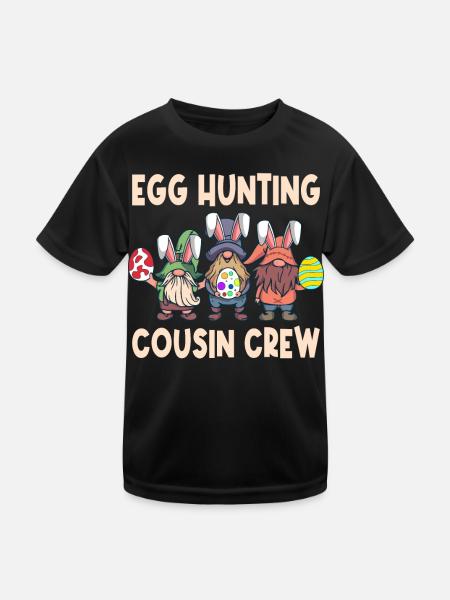 Chasse aux œufs cousin équipage Gnome de Pâques Lapin - T-shirt sport Enfant - noir - Devant