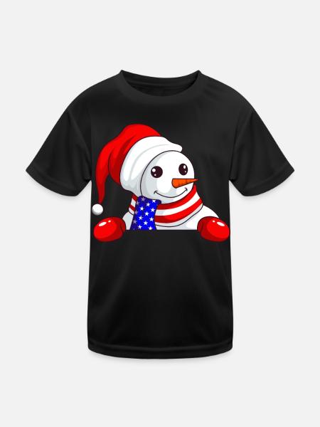 Snowman Christmas Hat USA Flag Christmas - T-shirt sport Enfant - noir - Devant