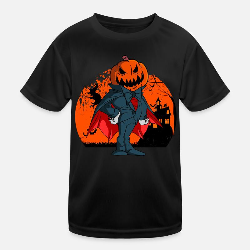 Vampire Pumpkin Head Pumpkin Lantern Halloween Kids Functional T-Shirt
