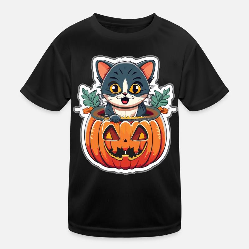 Des yeux de chat dans le noir : design magique d’Halloween T-shirt sport Enfant