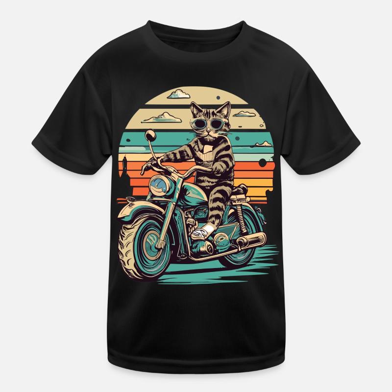 Cooler Katzen - Mit Samtpfoten auf zwei Rädern Kinder Funktions-T-Shirt