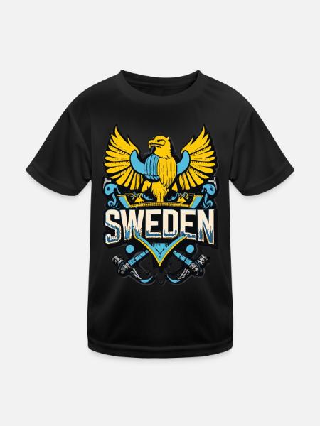 Stolz auf Schweden - Unser heroisches Wappen - Kinder Funktions-T-Shirt - Schwarz - Vorne
