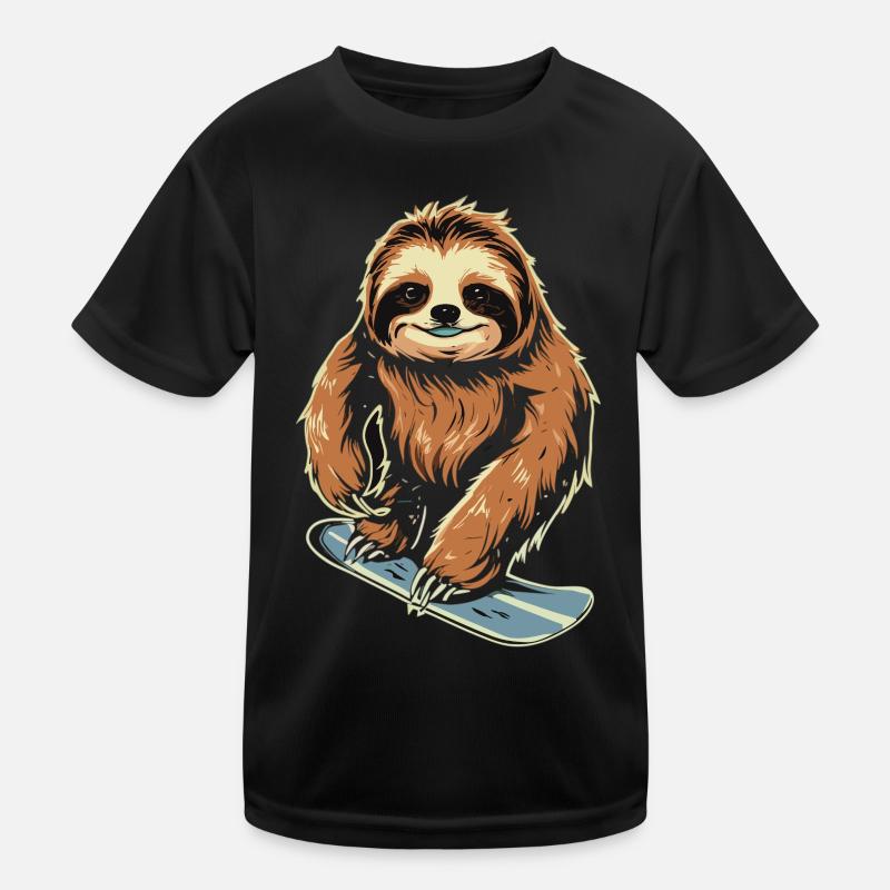 Snowboard Sloth: Cool descent Kids Functional T-Shirt