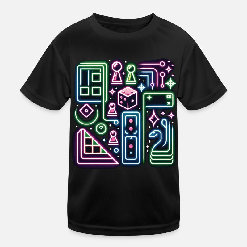 Jeu de société d’aventure dans le style néon et cybernétique T-shirt sport Enfant