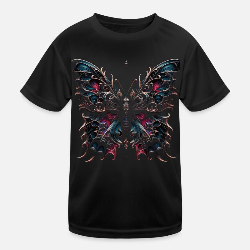 Dark Wings: Gothic Butterfly Magic - Kids Functional T-Shirt - black