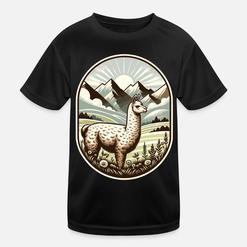 Llama Trek: Hiking with a View Kids Functional T-Shirt