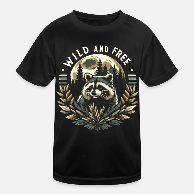 Moonlight Raccoon: Nature's Whisperer Kids Functional T-Shirt