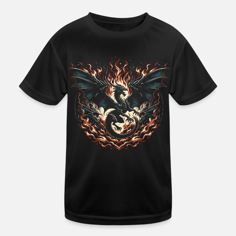 Dragon de feu de la tempête noire T-shirt sport Enfant