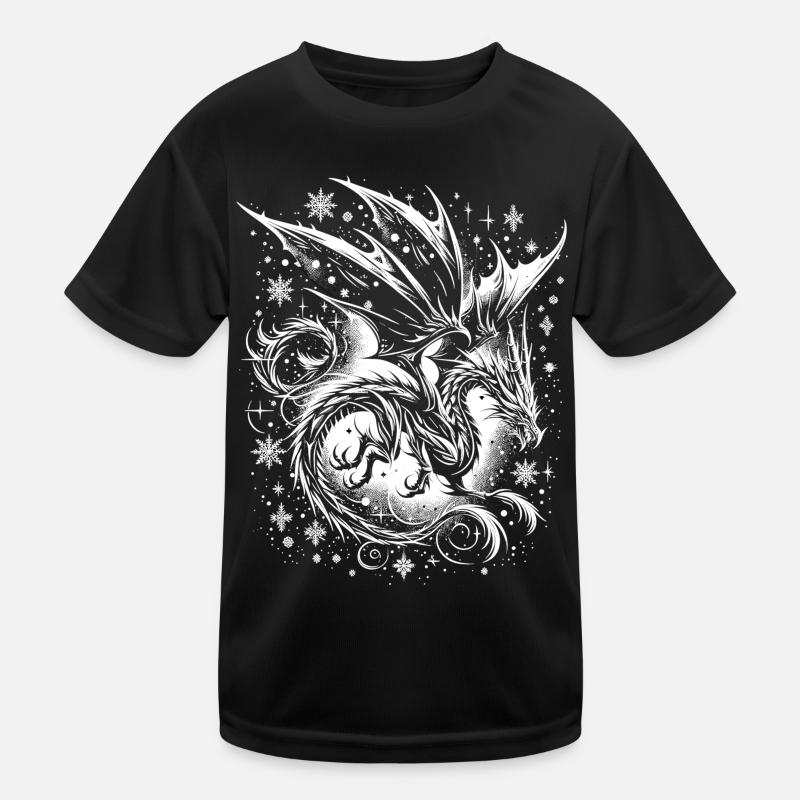 Gothic Eisdrache Mystik Kinder Funktions-T-Shirt