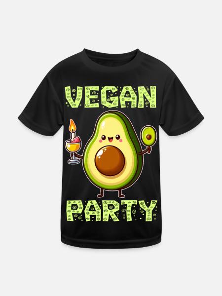 Vegan Avocado Food Party with Delicious Dishes - Kids Functional T-Shirt - black - Front