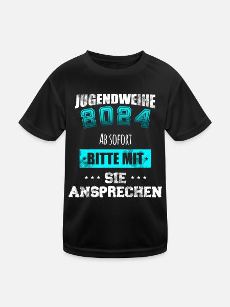 Jugendweihe 2024 - Bitte mit Sie ansprechen - Kinder Funktions-T-Shirt - Schwarz - Vorne