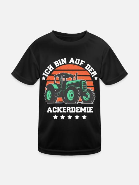 Ich bin auf der Ackerdemie - Kinder Funktions-T-Shirt - Schwarz - Vorne