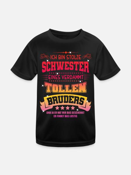 Proud sister of a great brother sibling - Kids Functional T-Shirt - black - Front