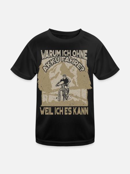 Pourquoi je roule sans batterie parce que je peux faire du vélo - T-shirt sport Enfant - noir - Devant