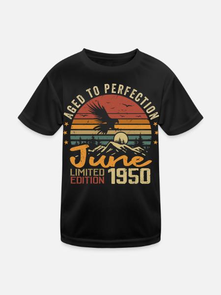 Vintage June 1950 June 1950 Born in June 1950 Retro - Kids Functional T-Shirt - black - Front