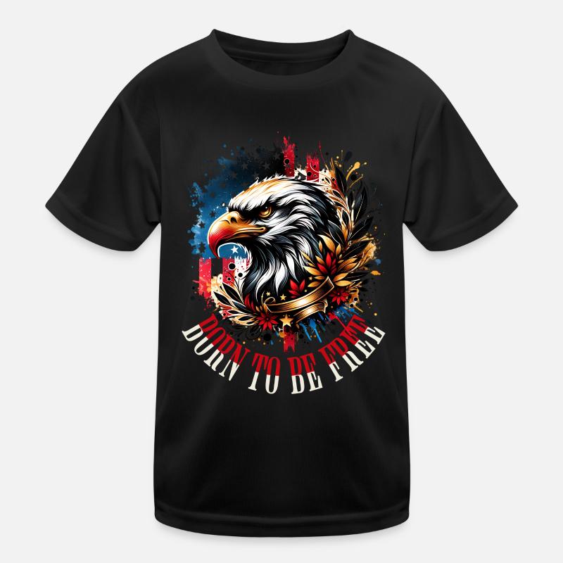 Born to be free, cool eagle motif, eagle Kids Functional T-Shirt