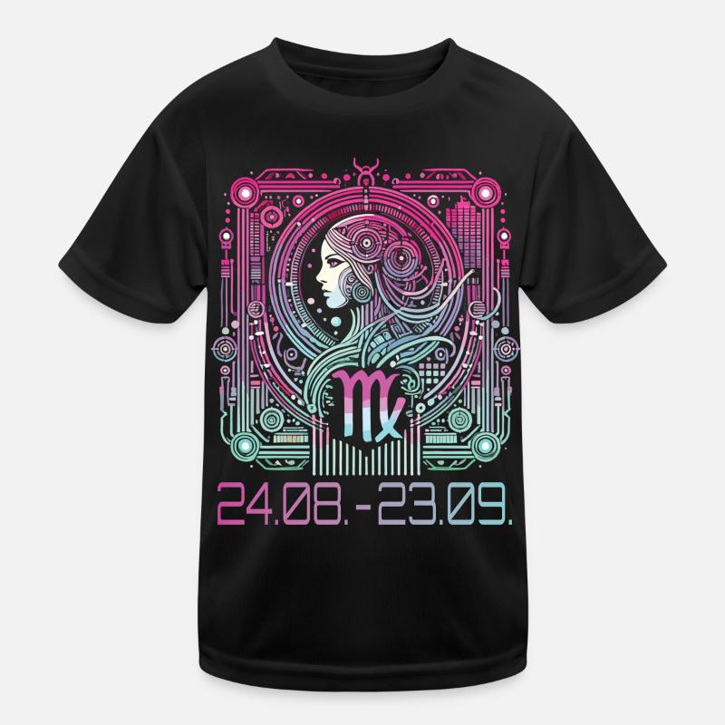 Signe du zodiaque Vierge Cyberpunk Design T-shirt sport Enfant