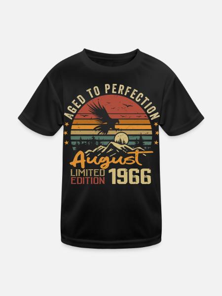 Millésime Août 1966 Cadeau Anniversaire Août 1966 - T-shirt sport Enfant - noir - Devant