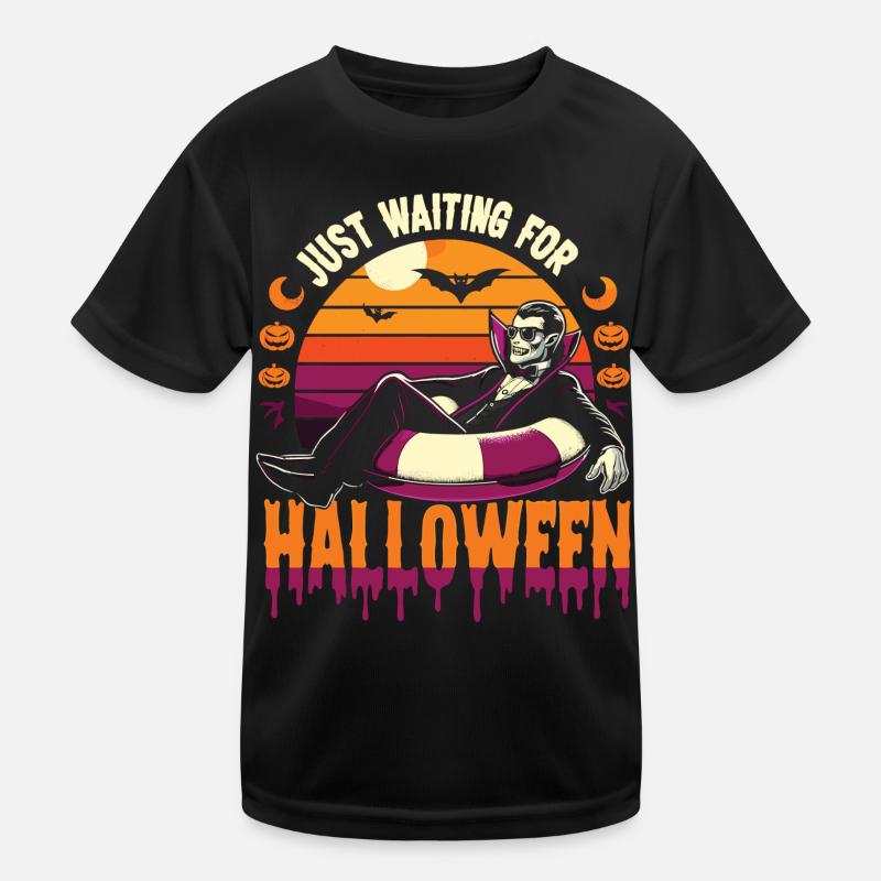 Holiday vampire waiting for Halloween Kids Functional T-Shirt