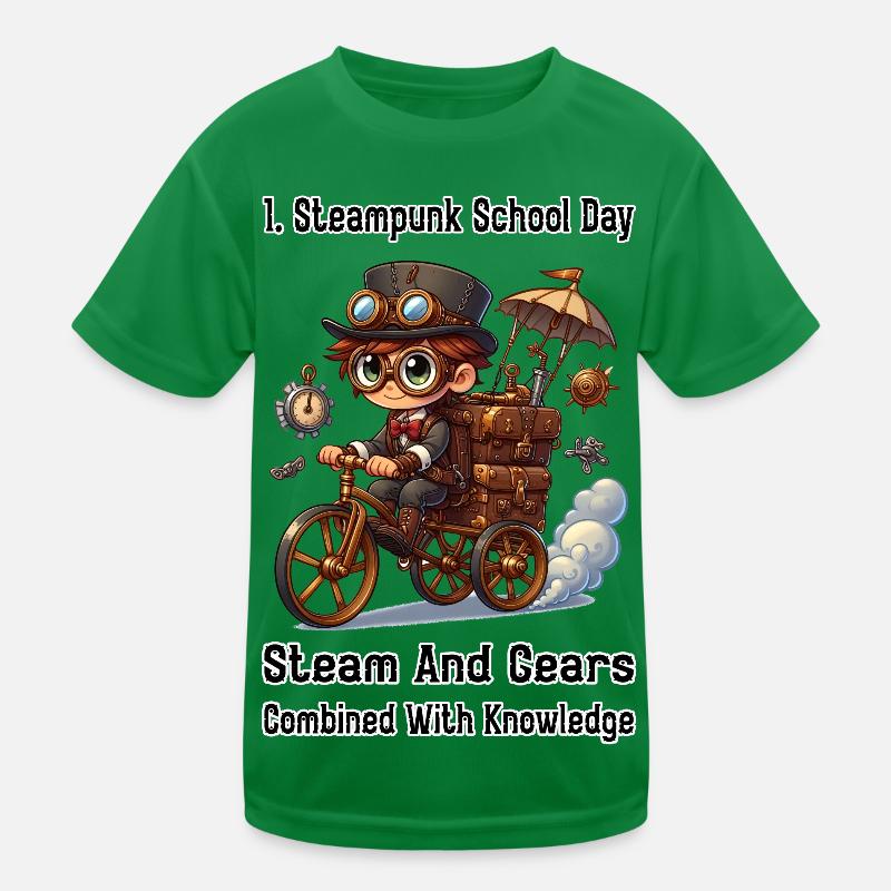 Erster Steampunk Schultag Kinder Funktions-T-Shirt
