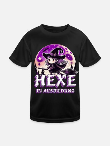 Hexe in Ausbildung Hexenbexen - Kinder Funktions-T-Shirt - Schwarz - Vorne