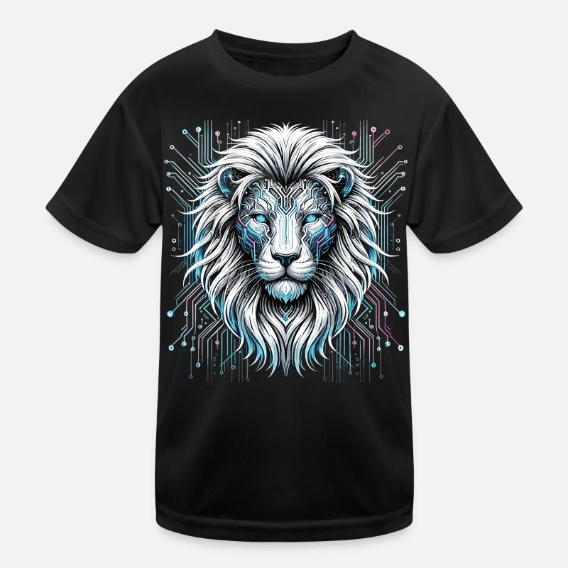Techno-Savanne: Der digitale Löwe Kinder Funktions-T-Shirt