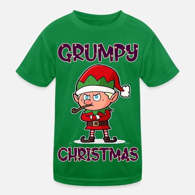Grumpy Christmas Elf Kids Functional T-Shirt