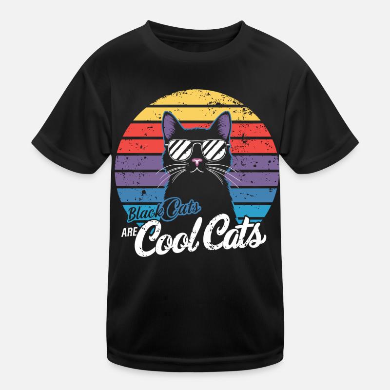Cool Cats: Retro-Design mit schwarzer Katze Kinder Funktions-T-Shirt
