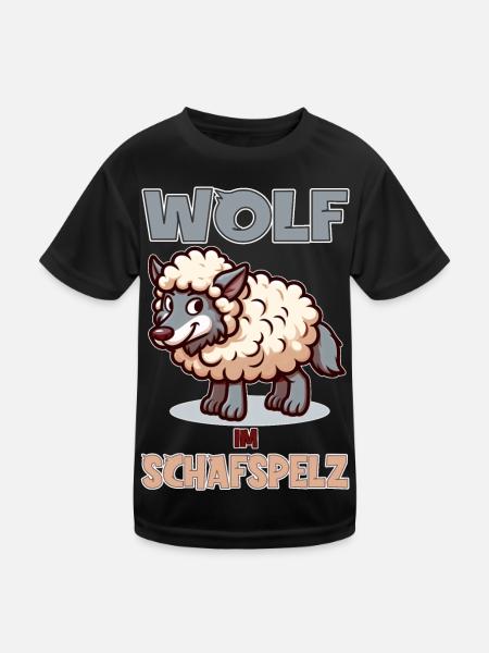 Loup déguisé en mouton - T-shirt sport Enfant - noir - Devant