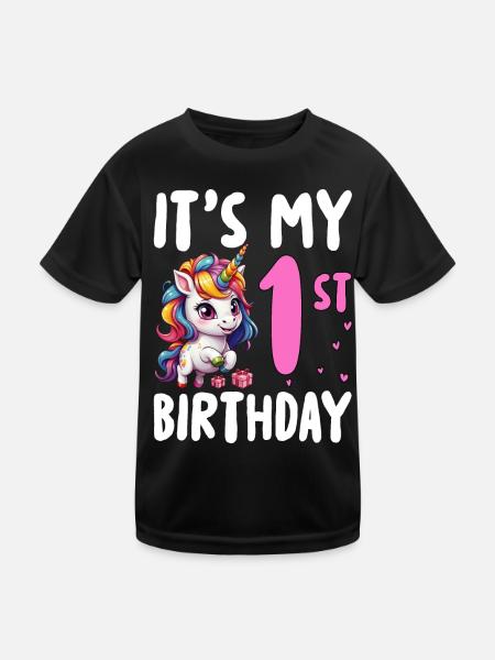 It's My 1st Birthday - Kids Functional T-Shirt - black - Front