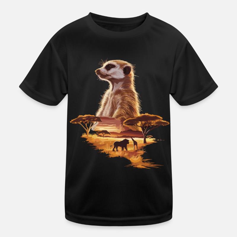 Suricates dans la savane – Faune africaine T-shirt sport Enfant
