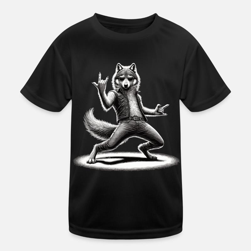 Rockiger Wolf – Cool & Wild Kinder Funktions-T-Shirt