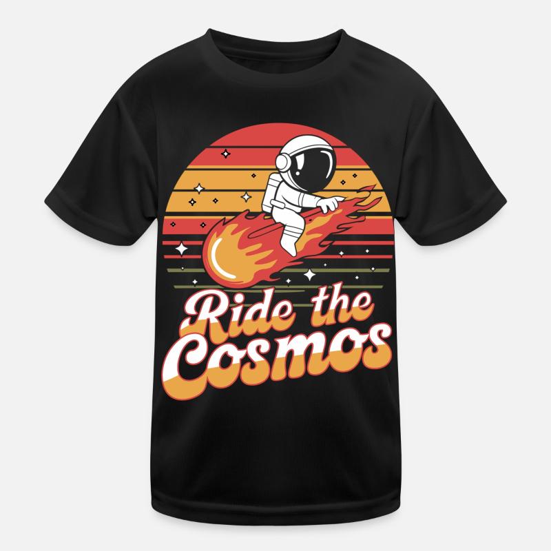Astronaut rides through the cosmos Kids Functional T-Shirt