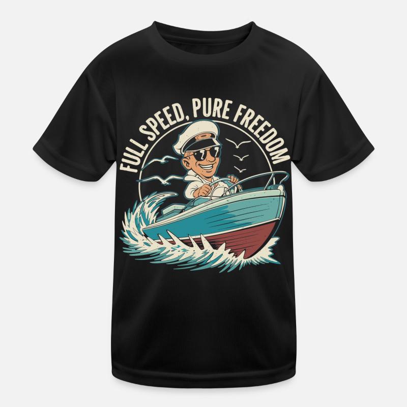 Full Speed Boat Captain Kids Functional T-Shirt