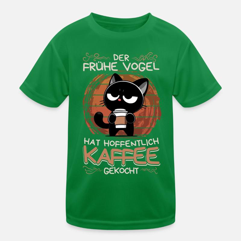Der frühe Vogel bringt besser Kaffee mit Kinder Funktions-T-Shirt