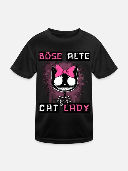 Boese alte Cat Lady Niedlich? Nein, nur gefährlich - Kinder Funktions-T-Shirt - Schwarz - Vorne