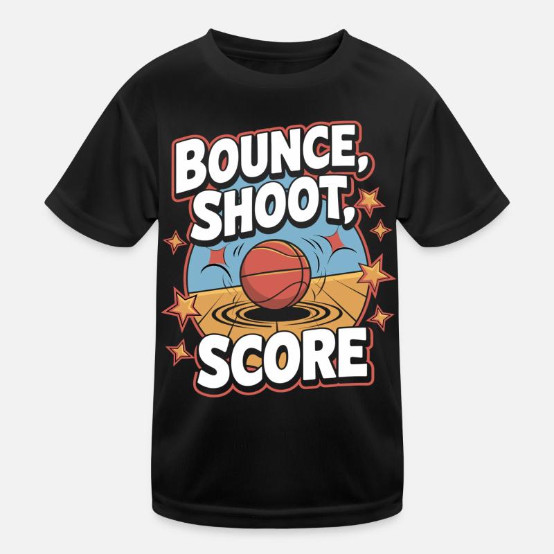 Dribbling, shooting, scoring – basketball fun Kids Functional T-Shirt