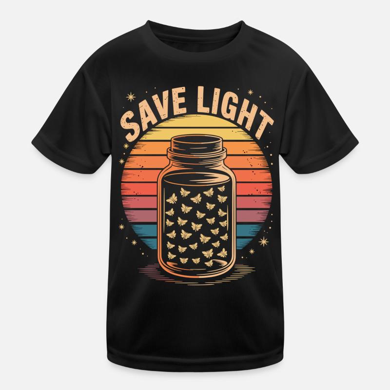 Save Light – Retro Glühwürmchen Kinder Funktions-T-Shirt