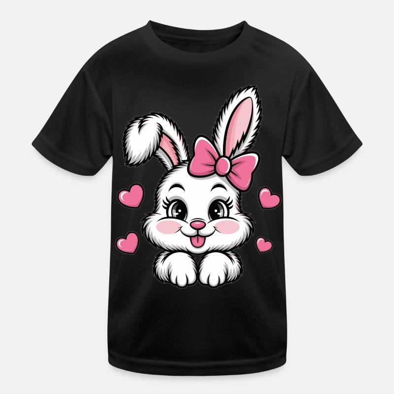 Cute bunny with bow and hearts Kids Functional T-Shirt
